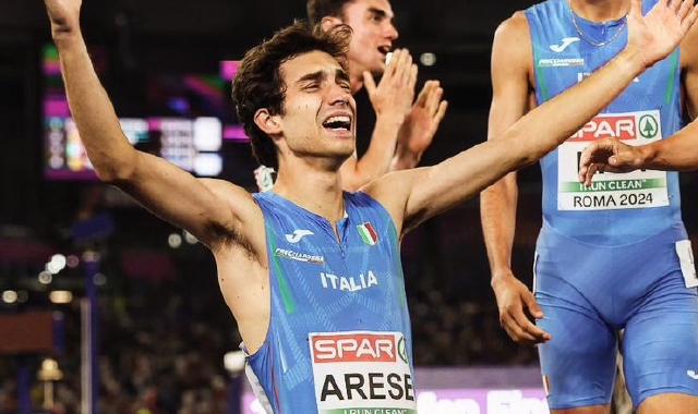Pietro Arese dopo aver tagliato il traguardo all’Olimpico di Roma