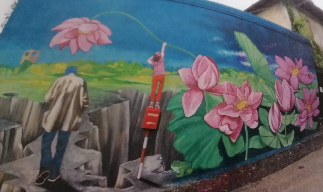 Il murale a Oltrona al Lago