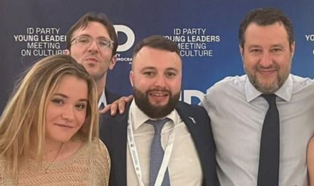 In primo piano Carlotta Bozzolo con Davide Quadri e Matteo Salvini