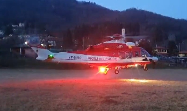 L’intervento dell’elicottero Drago dei vigili del fuoco