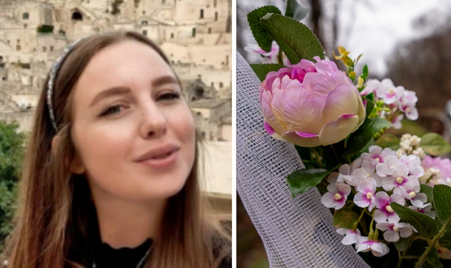 In alto Vanessa Fino, la ventisettenne morta dopo l’incidente avvenuto giovedì pomeriggio in Valganna sulla statale 233, e il ricordo della zia della ragazza. Qui sopra, fiori sul luogo dello schianto in cui sono rimasti feriti i fratelli  di Vanessa