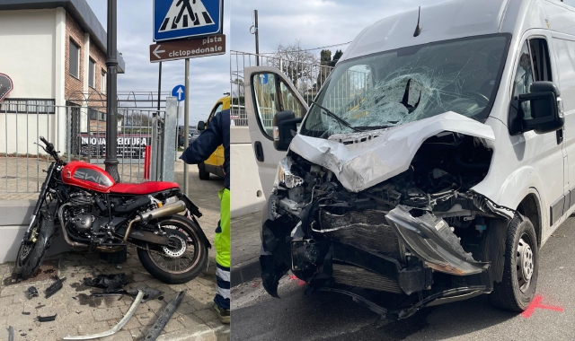 I due mezzi coinvolti nell’incidente stradale avvenuto a Bodio Lomnago (foto Angelo Puricelli - Agenzia Blitz)