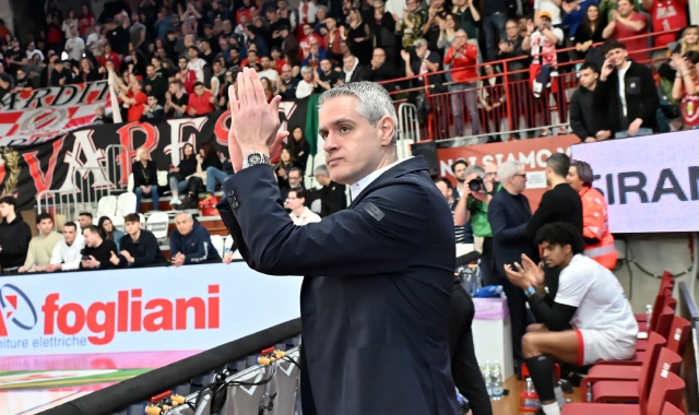 Ioannis Kastritis a Masnago durante il match contro Reggio Emilia (foto Blitz)