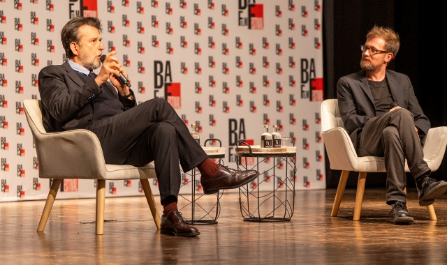Nanni Moretti e Giulio Sangiorgio (foto Andrea Cogotti/BLITZ)