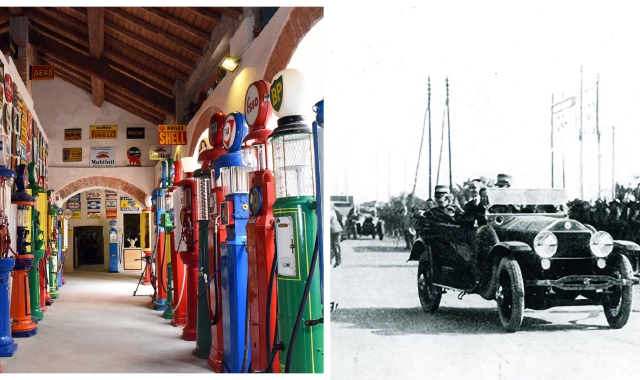 A sinistra il museo Fisogni e a destra l’inaugurazione dell’autolaghi