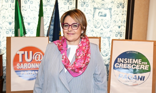 La candidata sindaco Ilaria Pagani oggi a villa Giannetti (foto Domenico Ghiotto - agenzia Blitz)