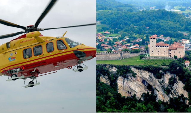 Il 51enne è stato trasportato in elisoccorso dalla rocca di Angera all’ospedale di Varese