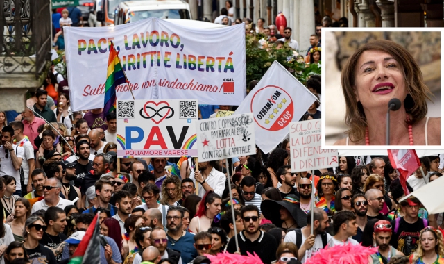 Il Varese Pride dello scorso anno e nel riquadro Vladimir Luxuria