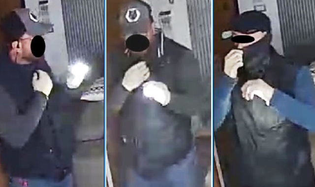 I  ladri immortalati durante la loro incursione nella villetta di via Fratelli Ghirimoldi. I volti sono stati oscurati per la privacy, le immagini originali sono state consegnate ai carabinieri 