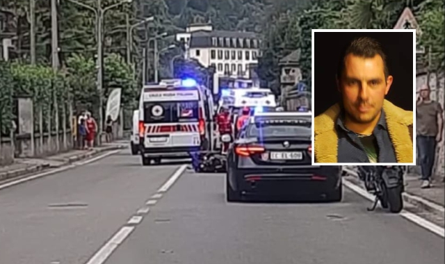 L’incidente è avvenuto sulla Statale del Sempione a Meina. Nel riquadro, Daniele Graziotto