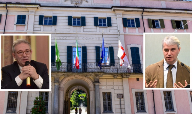 Palazzo Estense e nei riquadri Giuseppe Battarino e Davide Galimberti