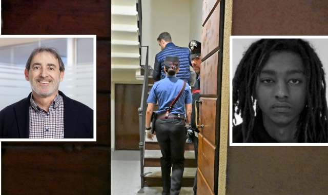 Gli inquirenti sul luogo della tragedia e nel riquadro la vittima, Boris Rezzonico  (foto Angelo Puricelli)