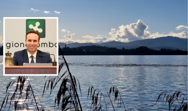 Il lago di Varese e nel riquadro Giacomo Cosentino, vice presidente del Consiglio regionale