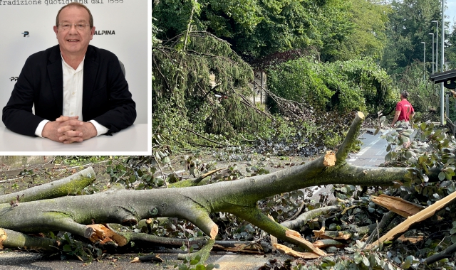 La città porta ancora i segni della devastante tromba d’aria del 12 luglio 2023: nella foto, una palazzina con i balconi  lesionati