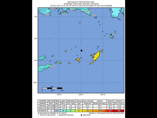 Terremoto di magnitudo 6.7 al largo Indonesia orientale