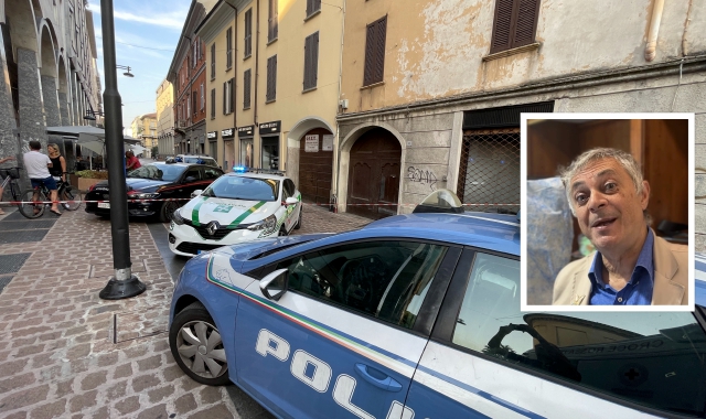 Il luogo del delitto e nel riquadro la vittima, Davide Gorla  (foto Blitz)