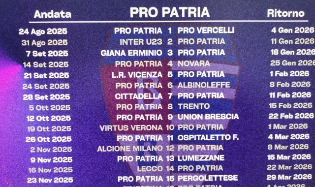 Pro Patria: alla prima la Pro Vercelli poi l’Inter