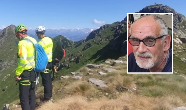 Le ricerche sulle Alpi Biellesi. Nel riquadro, Marino Rabolini