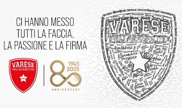 Il logo celebrativo creato dalla società per gli  80 anni della Pallacanestro Varese
