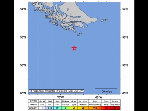 Terremoto di magnitudo 7.1 in mare tra Antartide e Sudamerica