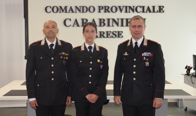 Il tenente colonnello Fabio Scordo, comandante del Gruppo carabinieri forestale di Varese, il capitano Francesca Failla e Marco Gagliardo, comandante provinciale dei carabinieri di Varese