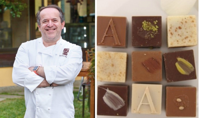 Denis Buosi e i cioccolatini cubici prodotti a Venegono Superiore per Armani