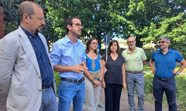 Un momento della conferenza stampa del centrosinistra gallaratese