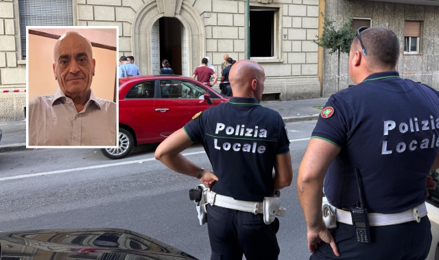 La Polizia davanti al palazzo di Sesto San Giovanni il 23 luglio (foto Sergio Pontoriero/ANSA). Nel riquadro, Hayati Aroyo