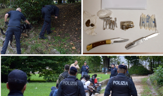 Due coltelli nascosti nel parco di Villa Augusta