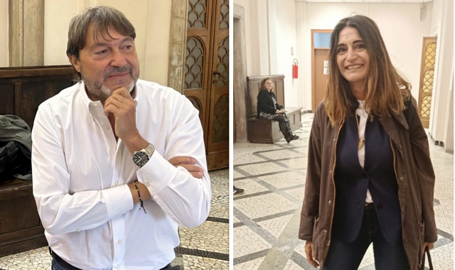 Il giornalista Sigfrido Ranucci e Maria Cristina Fontana