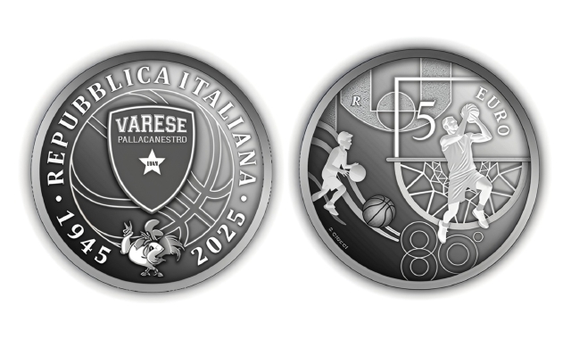 Moneta da 5 euro per gli 80 anni della Pallacanestro Varese