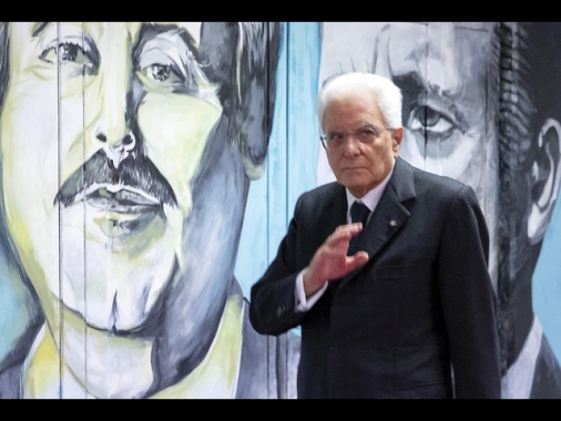 Mattarella visita mostra dell'Ansa su Falcone e Borsellino