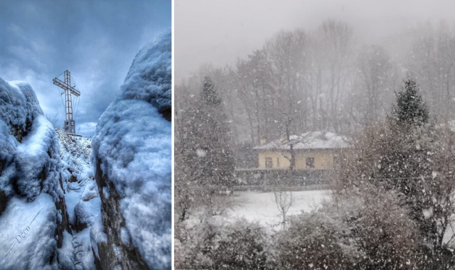 La neve al Poncione di Ganna (foto Daniele Decorato) e a Brinzio