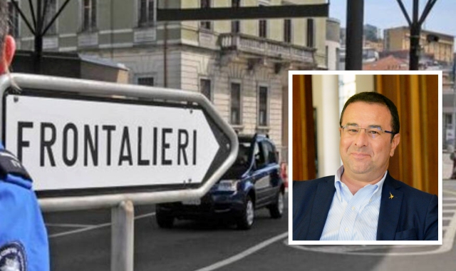 La dogana italo-svizzera e nel riquadro l’onorevole Stefano Candiani