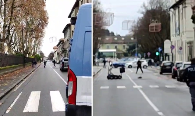 L’intervento degli artificieri davanti al Commissariato di Busto Arsizio