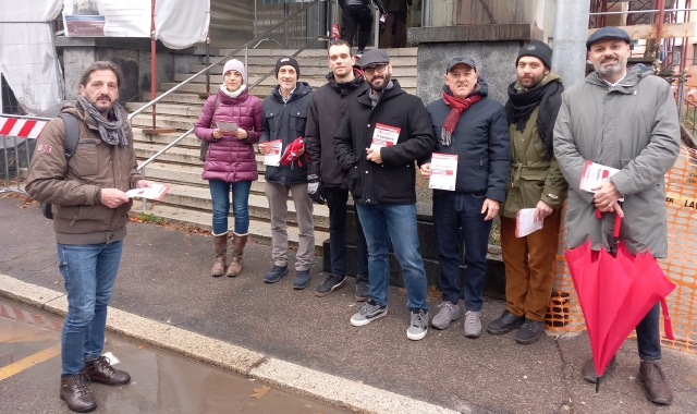 Il presidio della Cgil in via Monte Rosa