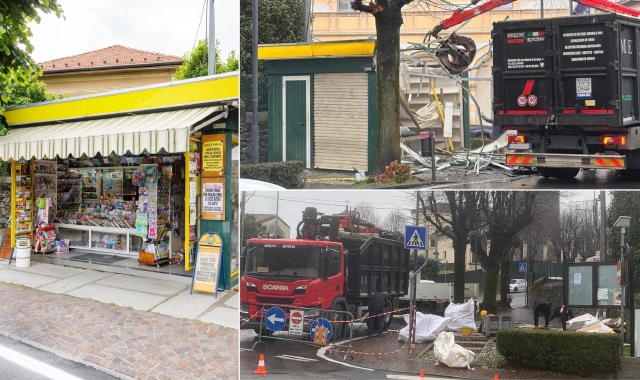 L’edicola prima della chiusura e la fase dello smantellamento